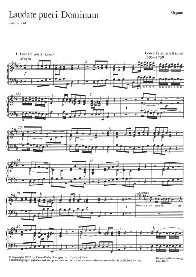 G.F. Händel: Laudate pueri HWV 237, GesSGchOrch (Org)