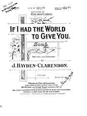 J Hayden-Clarendon: If I Had The World To Give You