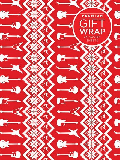 Wrapping Paper – Red & White Holiday Guitar Theme