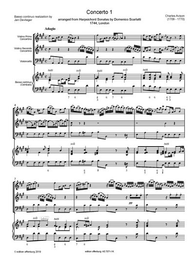 C. Avison: 12 Concertos in Seven Parts, arranged fro (Part.)