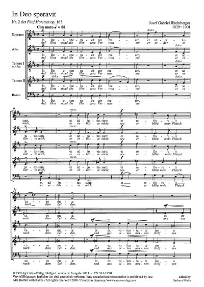 J. Rheinberger: In Deo speravit cor meum (Auf Gott stand des Herzens Vertrauen) D-Dur op. 163, 2