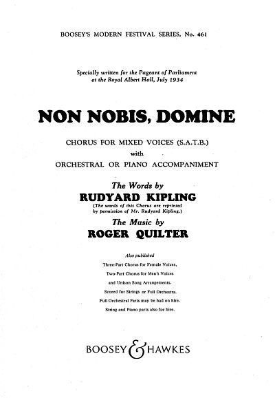 AQ: R. Quilter: Non nobis Domine, Gch;Klav (Chpa) (B-Ware)
