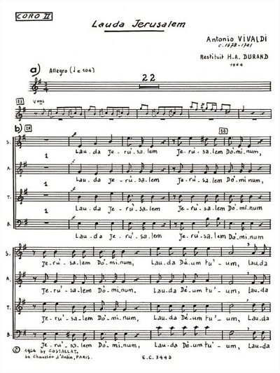 A. Vivaldi: Lauda Jerusalem, Ges (Bu)