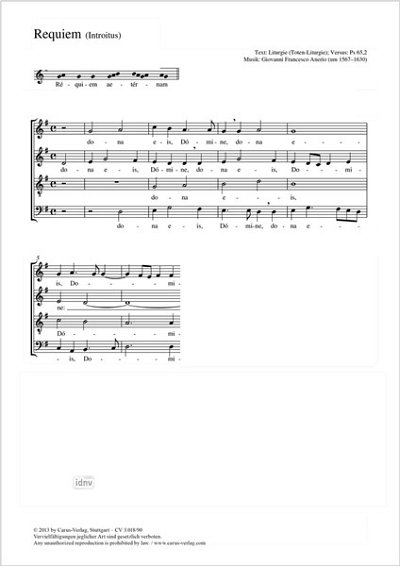 DL: A.G. Francesco: Requiem aeternam G-Dur, GCh4 (Part.)