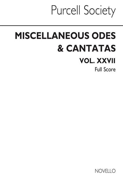 H. Purcell: Purcell Society Volume 27 - Miscellaneous Odes