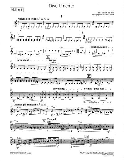 B. Bartok: Divertimento BB 118, Stro (Vl2)