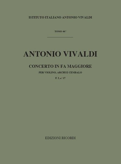 Concerto Per Violino, Archi e BC: In Fa Rv 288 (Part.)
