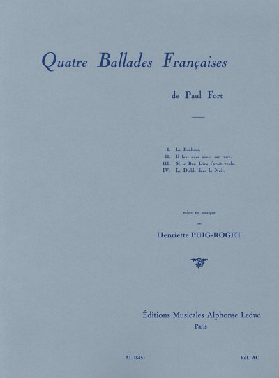 H. Puig-Roget: Quatre Ballades Francaises, GesKlav