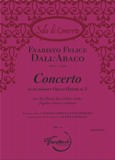 Concerto in mi minore Opera Quinta n. 3, Kamens (Pa+St)