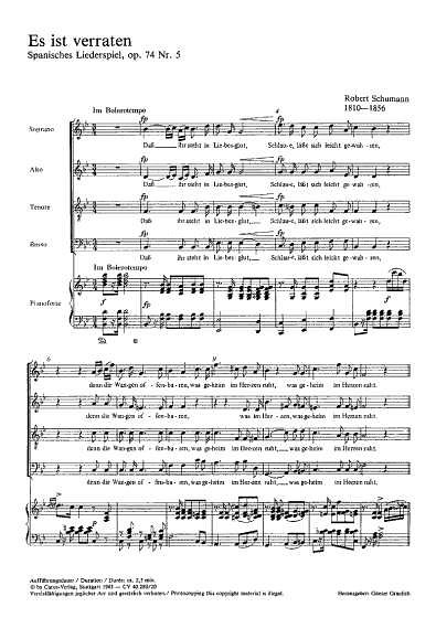 R. Schumann: Es ist verraten op. 74 Nr. 5; aus: Spanisches L