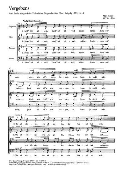 M. Reger: Vergebens G-Dur , 4 (1899)