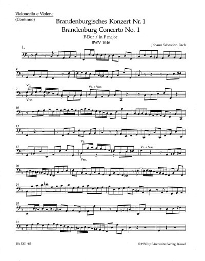 J.S. Bach: Brandenburgisches Konzert Nr. 1 und Erste Fassung "Sinfonia" F-Dur BWV 1046, 1046a