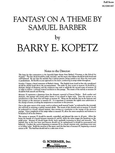 B.E. Kopetz: Fantasy on a Theme by Samuel Bar, Blaso (Part.)