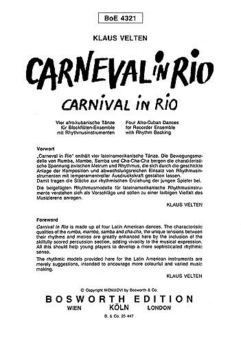 Velten, K Carnival In Rio Rec Ens (Pa+St)