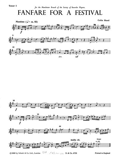 C. Hand: Fanfare for a Festival op. 64, 6Bfl