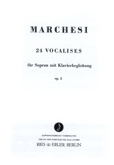 Marchesi Mathilde: 24 Vocalises Op 3