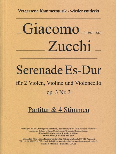 G. Zucchi: Serenade Es-Dur op. 3 Nr. 3, 4Str (Pa+St)