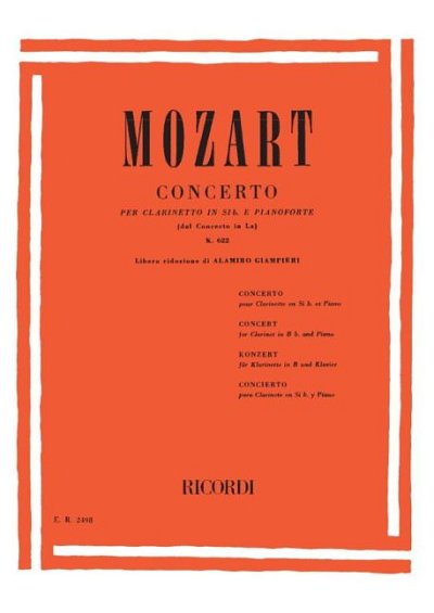 W.A. Mozart: Concerto A-major KV 622 for Clarinet in (Part.)