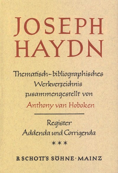 A. van Hoboken: Joseph Haydn – Werkverzeichnis 3