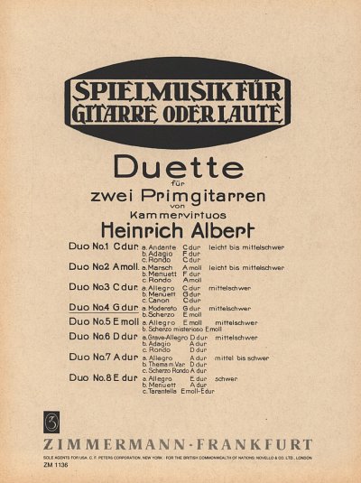 H. Albert: Acht Duette für 2 Primgitarren, Nr. 4