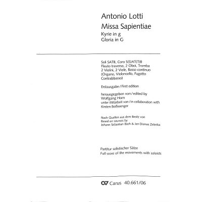 A. Lotti: Missa Sapientiae