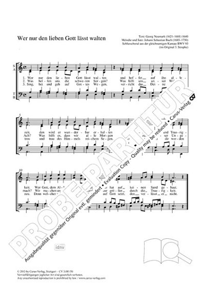 DL: J.S. Bach: Wer nur den lieben Gott läßt walten, GCh4 (Pa
